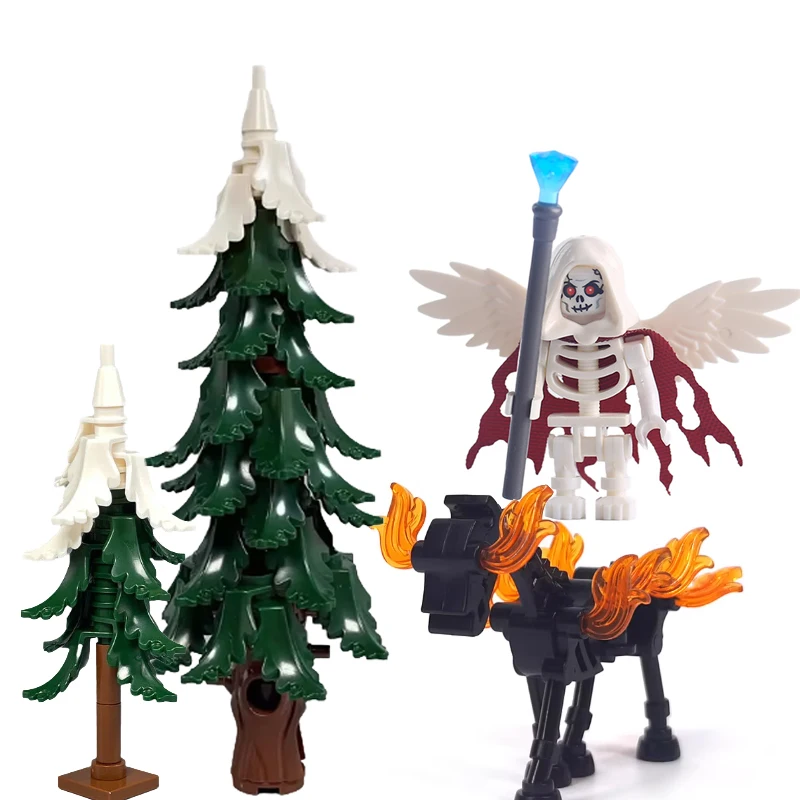 MOC Halloween Bausteine Skelett Armee Ritter Figuren Flamme Pferd Mittelalterlichen Vampir Möbel Montage DIY Ziegel Spielzeug Geschenke – Detail 3