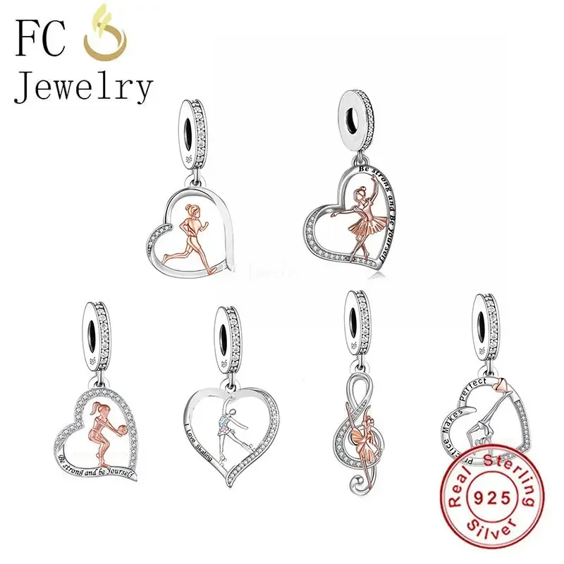 Fit Original Pan Charms Bracelet 925 Silver Ballerina Ballet Girl Dance Be Strong and Be Yourself Bead For Making Women Berloque