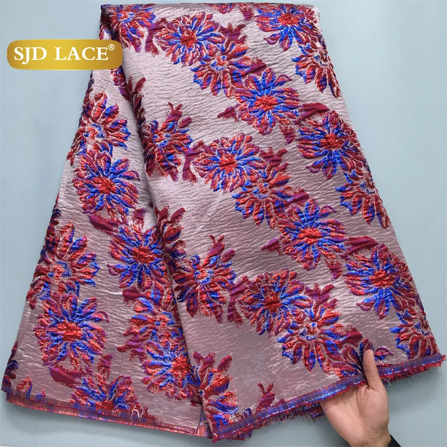 

SJD LACE African Brocade Fabrics Jacquard Lace 2025 New Nigerian Damask Floral Material Dentelle African For Sewing Dresses 4181