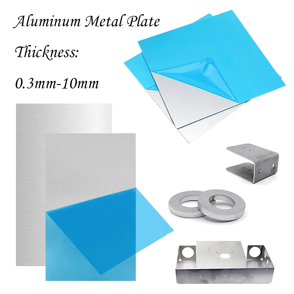 1/5 Stück Aluminiumblechstärke 0,3 mm–10 mm mit Schutzfolie, fein polierte und entgratierte Aluminium-Metallbleche