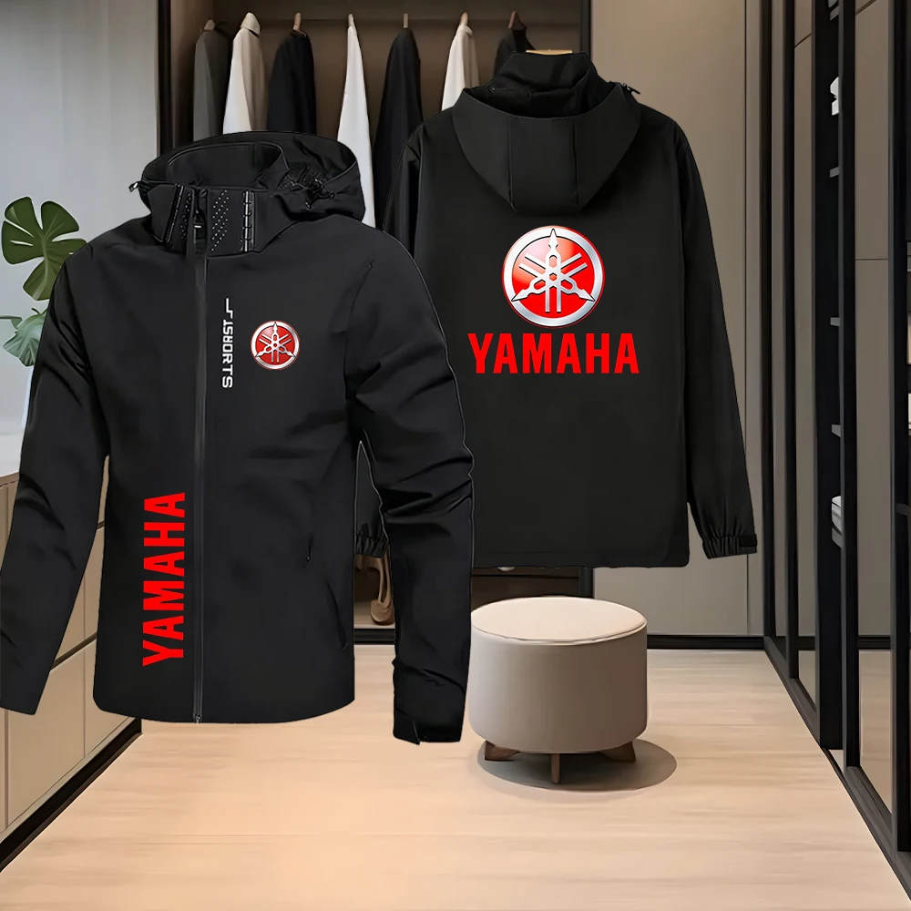 

New Yamaha logo men's windbreaker jacket, waterproof hoodie, large size loose fit, motorcycle jacket, windproof sportswear, raci