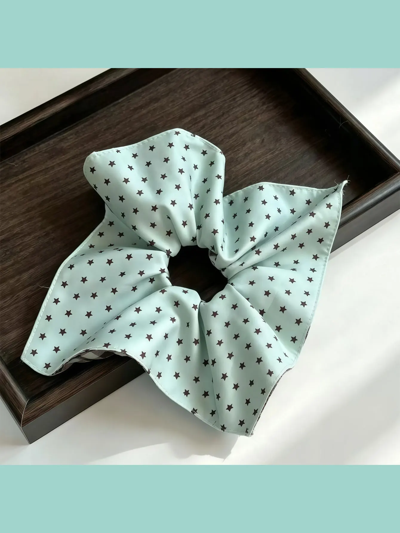 2PCS New Autumn-Winter Design Handkerchief with Mint Color and Soft Leather Hairband