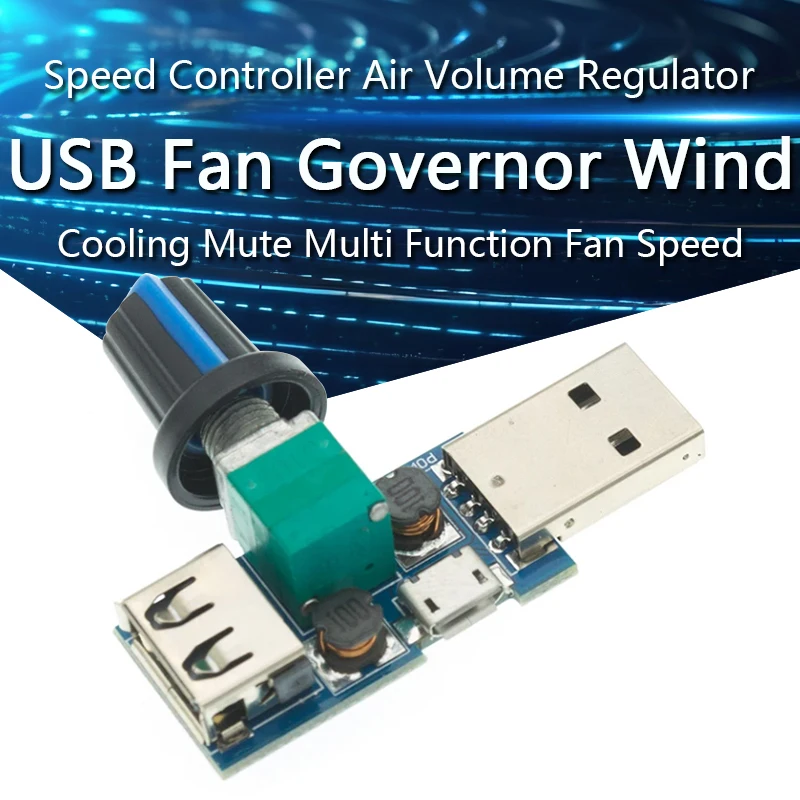 Mini USB Fan Governor Wind Speed Controller Air Volume Regulator Cooling Mute Multi Function Fan Speed Switch Module DC 5V