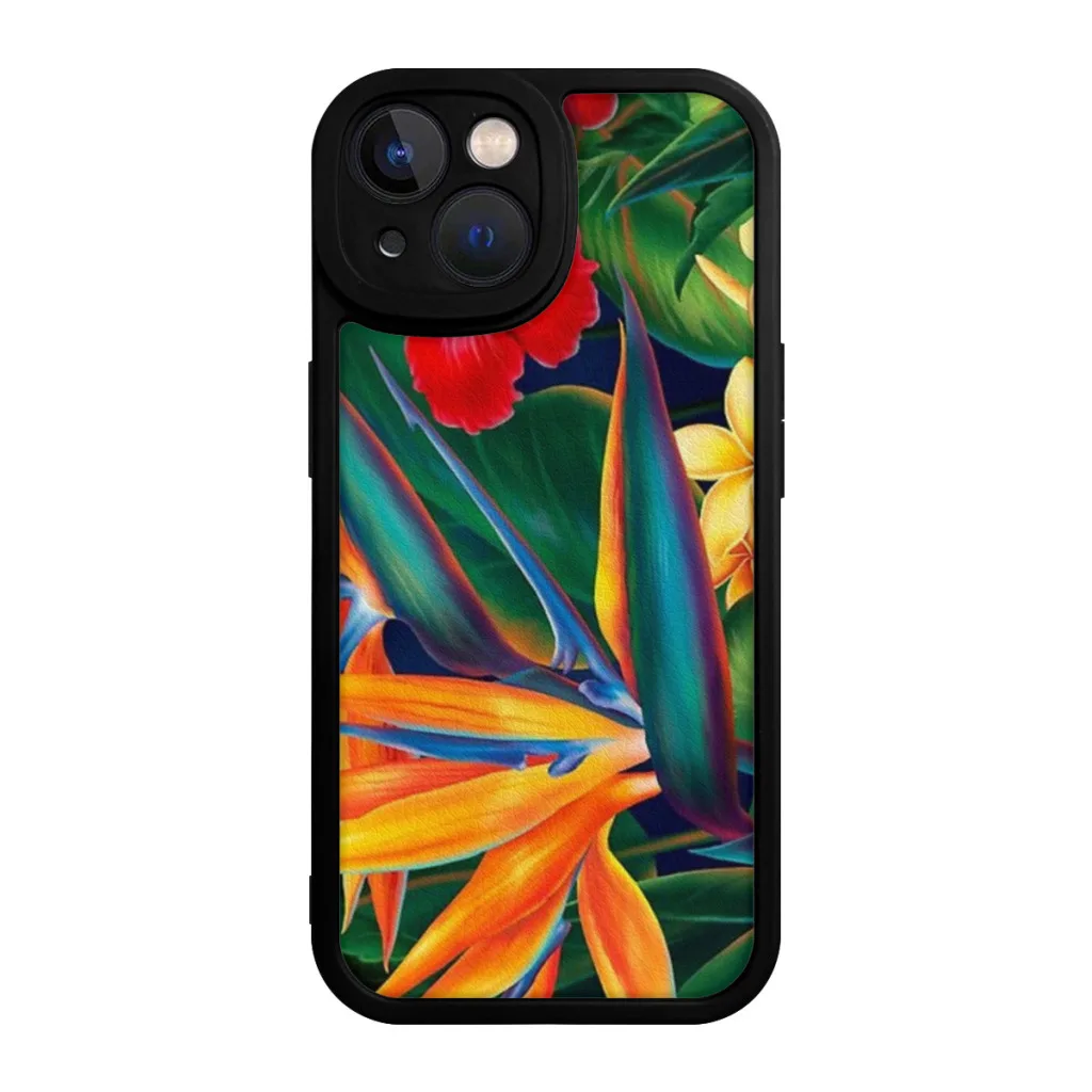 

Phone Case For iPhone 15 Pro Max Silicone Shell Tropical Paradise Hawaiian Birds of Paradise Illustration