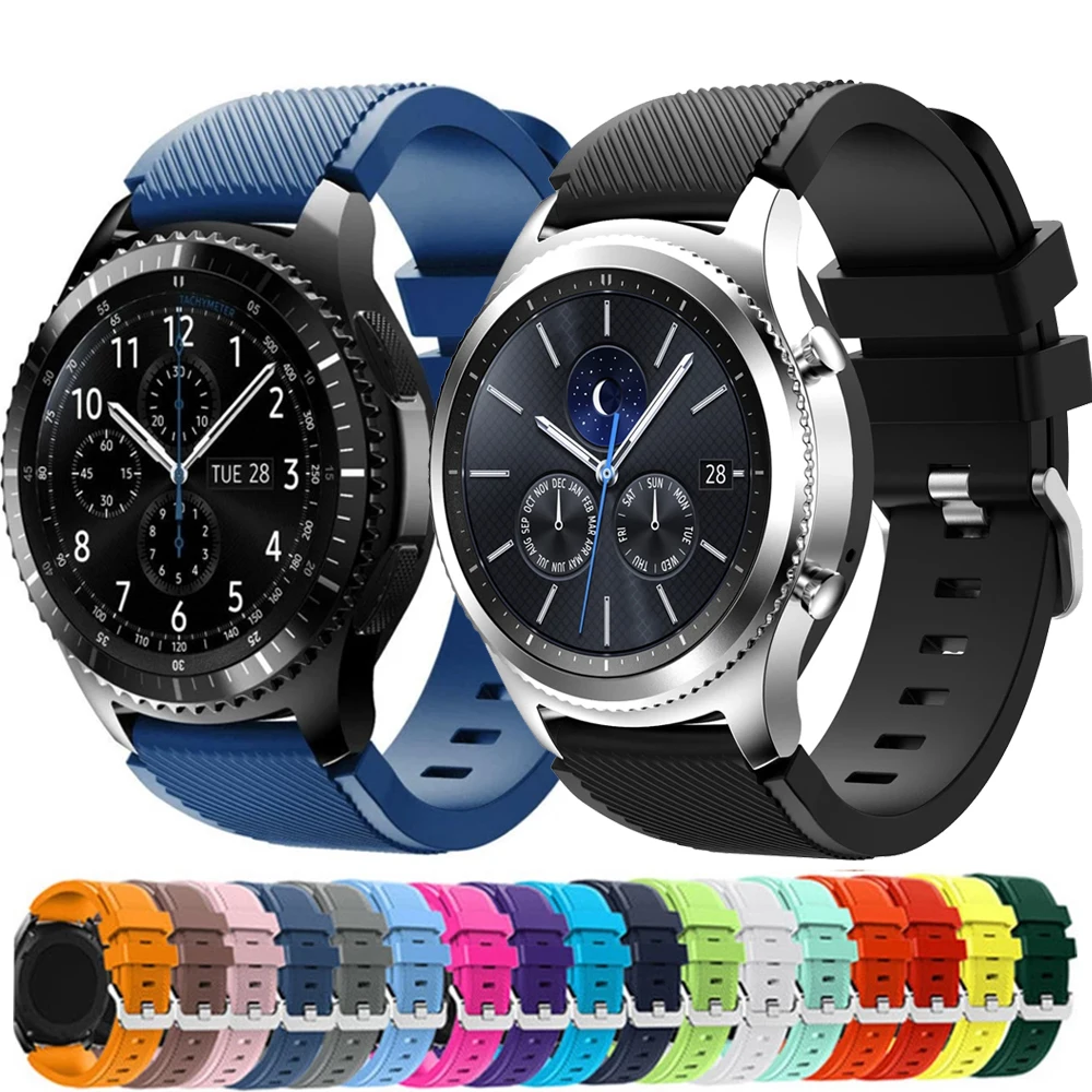 Ремешок силиконовый для Samsung Galaxy Watch 3/46 мм/42 мм/Active 2/46 Gear s3 Frontier/S2/спортивный, браслет для Huawei GT 2/2E, 20 мм 22 мм