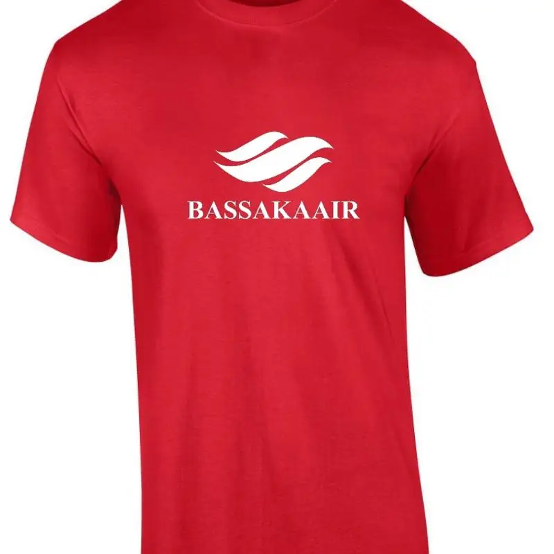 

Футболка Bassaka Air White в стиле ретро с камбоджийской авиакомпанией, красная хлопковая футболка