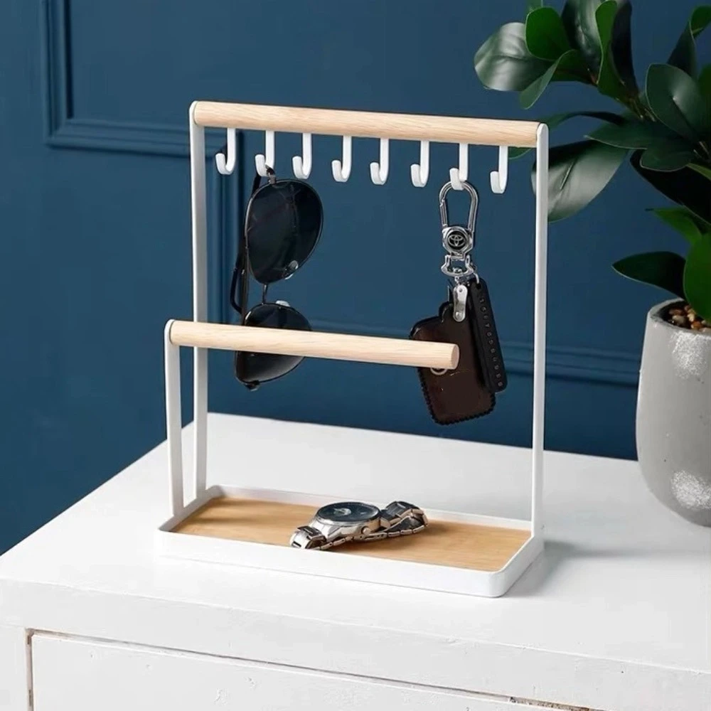 

New Hanging Jewelry Display Rack 2-Tier Design Storage Tray Jewelry Display Frame Space-saving T-shaped Holder Jewelry Organizer