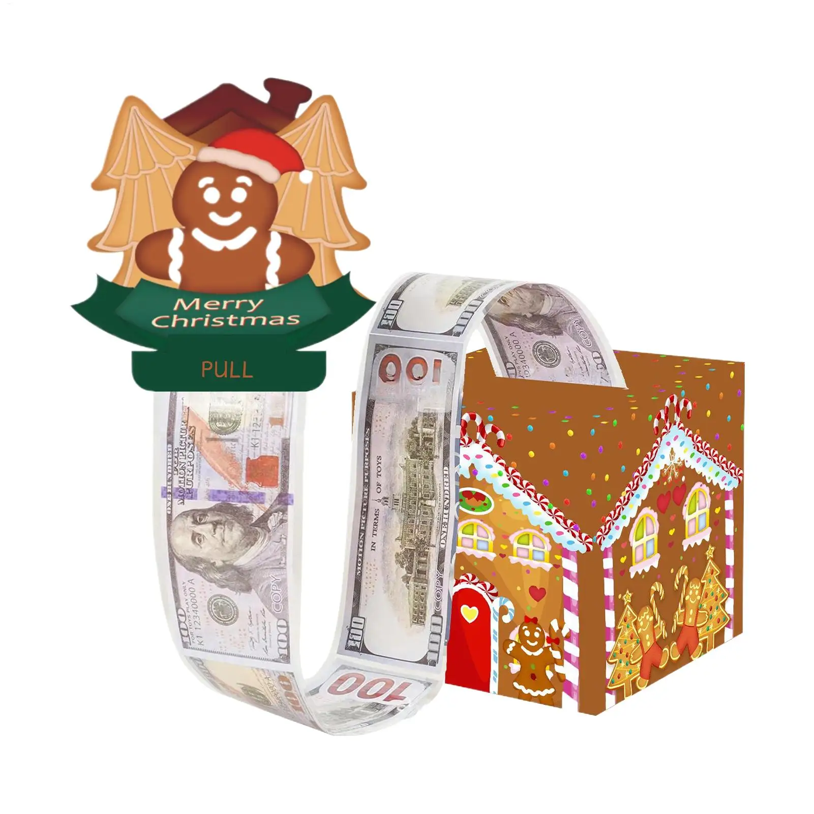 Boîte à tirette d'argent de noël Pop, boîte à contes de noël, distributeur de cartes en rouleau amusant pour adultes, Festival, famille, carnaval, enfants, amis