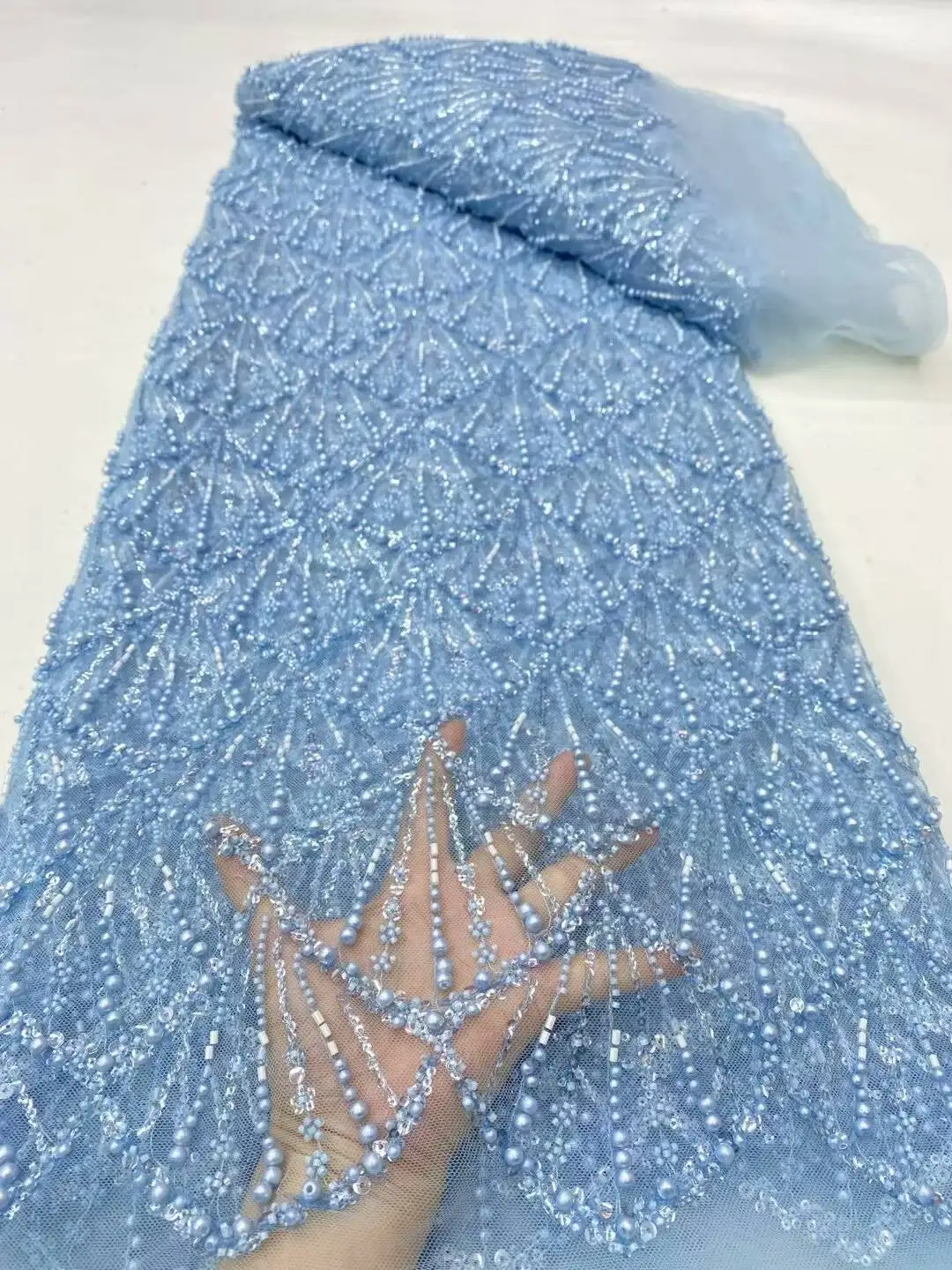 

Pink African Lace Fabric 2025 High Quality Sequins Beads Lace Fabrics For Nigerian Wedding French Tulle Lace Fabric Dress Women