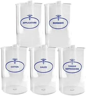 

BV Medical Clear Labeled Sundry Jars - Set of 5 (Unbranded)