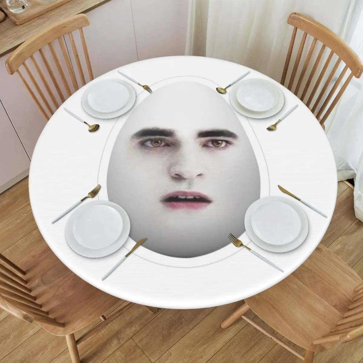 Eggward Cullen Edward Cullen Waterproof Round Tablecloth Oilproof Table Cloth for Kitchen Events Dining Table Cover