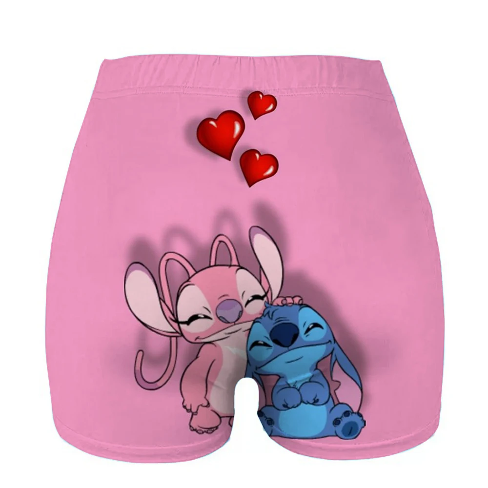 Pantaloncini da yoga da allenamento Kawaii con motivo Lilo e punto personalizzati da donna Pantaloncini da pallavolo da corsa atletica da palestra