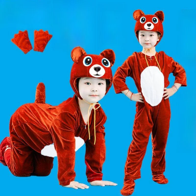 زي أداء الأطفال على شكل دب الباندا للهالوين، زي حضانة الدب البني، مصنوع من مادة القطن، مقاس الشباب أقل من 7 سنوات #1