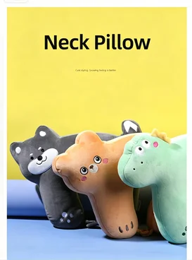 Cute Cartoon Animal Travel Soft Plush U Shaped Pillow for Airplane Car Office Nap Wholesale