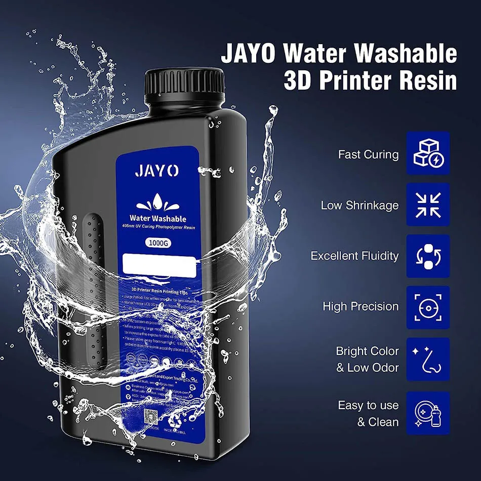 JAYO Water Washable 3D Resin 5pcs/set 3D Printer Resin 405nm UV Standard Rapid Photopolymer Resin for LCD/DLP/SLA 3D Printer