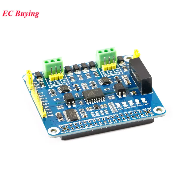 2-CH RS485 HAT 2 Channel Isolated Expansion Board Module SC16IS752 SP3485 Multi Onboard Protection Circuits for Raspberry Pi 4