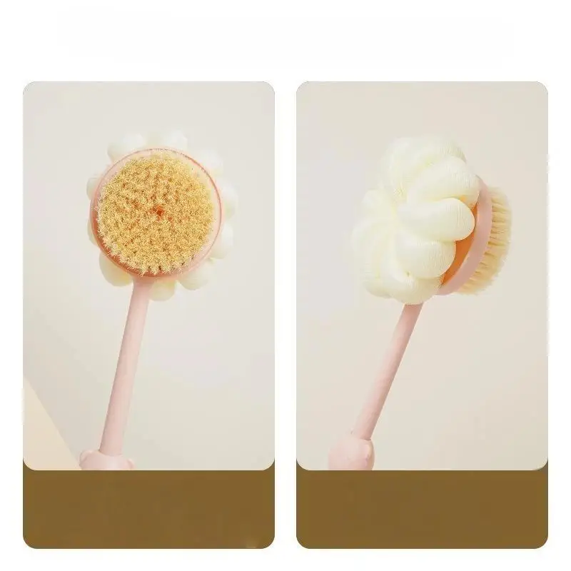 ~1Pcs Long Handle Rub Bath Brush Double Sided Soft Hair Rub Back Artifact Detachable Body Bath Brush