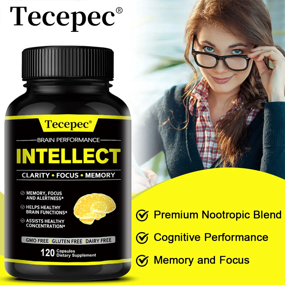 الذاكرة والتركيز والشفافة ومكملات الدماغ للطاقة - معززات الدماغ المعكرونة DMAE Bacopa Monnieri وكبسولات Phosphatidylserine