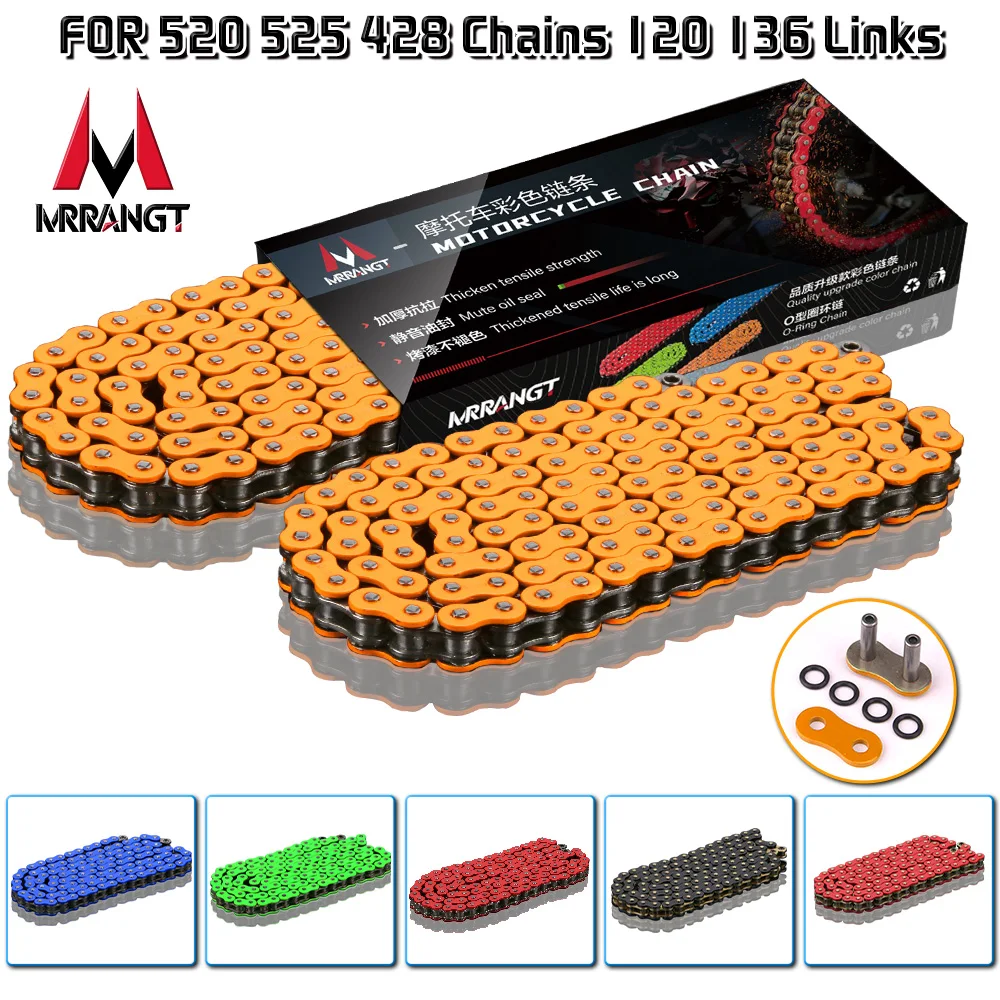 

MRRANGT Motorcycle Oil Seal Chain 428 520 525 Chains 136 120 Links Universal for KTM Honda BMW Motorcycle Modified Parts