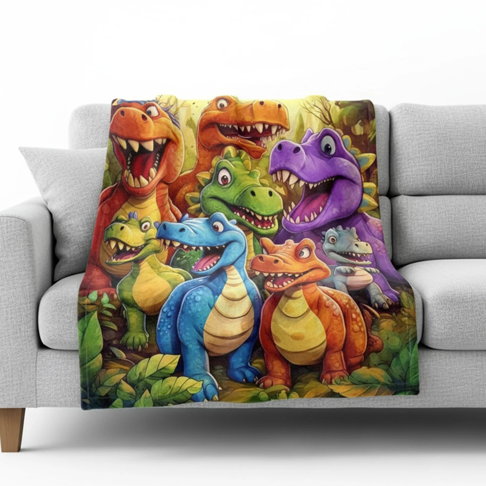 Soft Cozy Flannel Blanket Cute Dinosaur Blanket Comfort Funny Throw Blankets Office Home Sleeping Warmer Warming Household Gifts