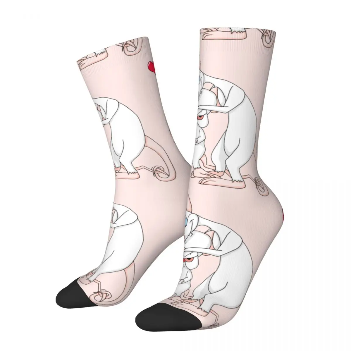 Hip Hop Vintage Wallpaper Crazy Men's Compression Socks Unisex Pinky and the Brain TV Harajuku Pattern Printed Crew Sock