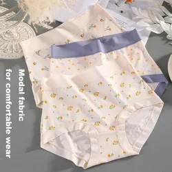 1pcs Cotton Women's Panties High Waist Underwear Fashion Flower Print Girls Briefs Breathable Panty Female Lingerie