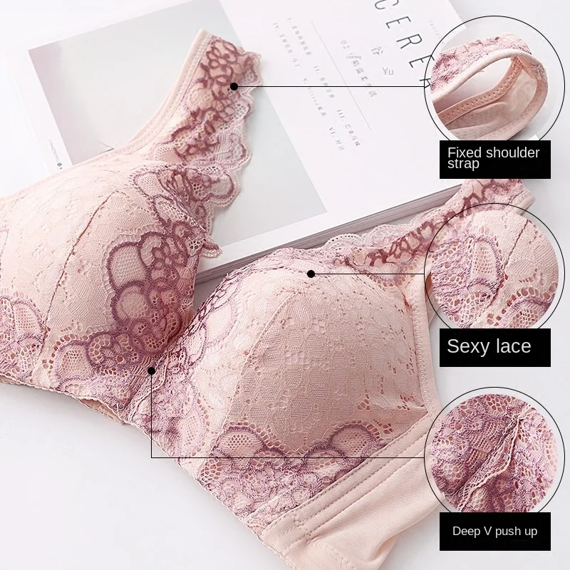 Top Support Wireless Bra Underwear Female Small Breast Push up Underwear Sexy Lace Adjustment Bra Underwear Women Bra