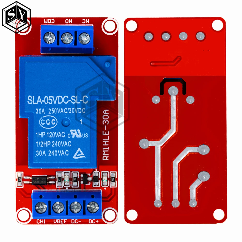 Módulo de relé de isolamento bidirecional 12v 5v 30a, gatilho de alto/baixo nível 12v/5v 30a módulo de relé de 1 canal + eletrônico com optoacoplador