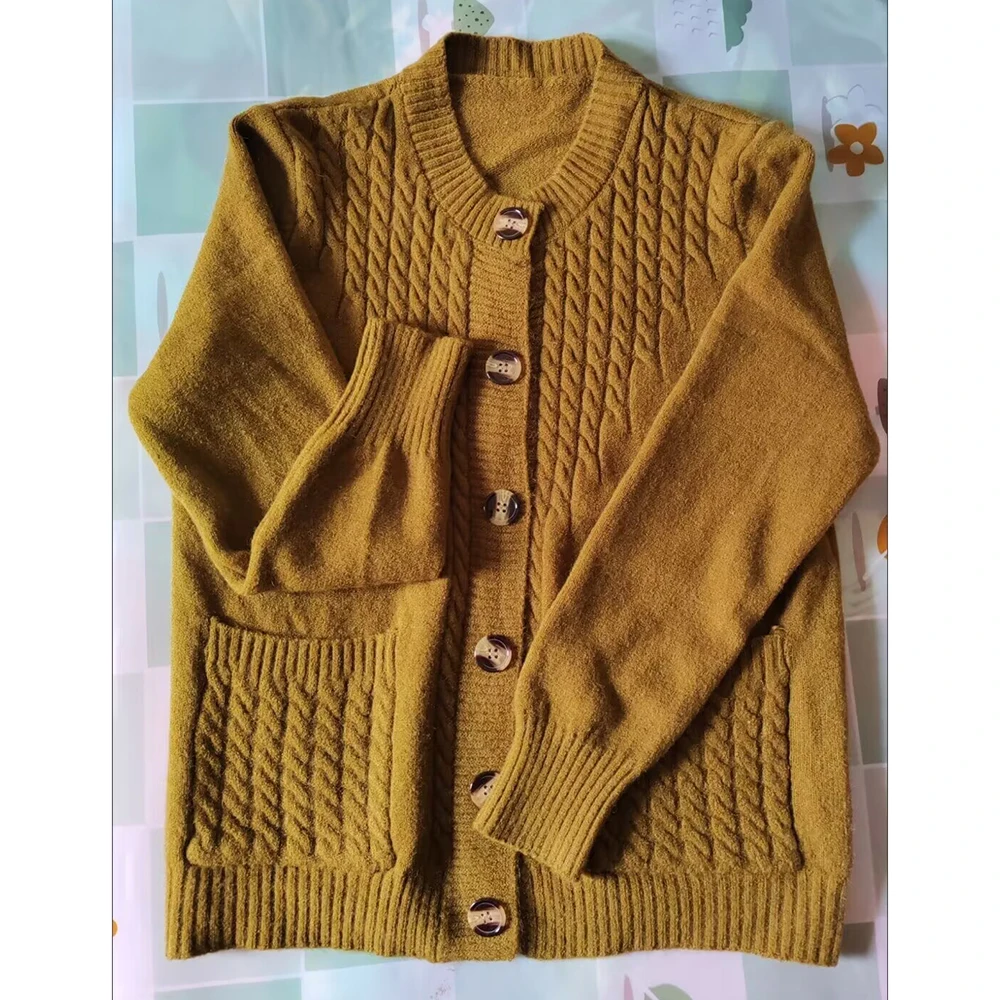 

Женский свитер с круглым вырезом, весна-осень, вязаный кардиган с длинными рукавами, куртка, короткое вязаное пальто, женский повседневный кардиган, свитер