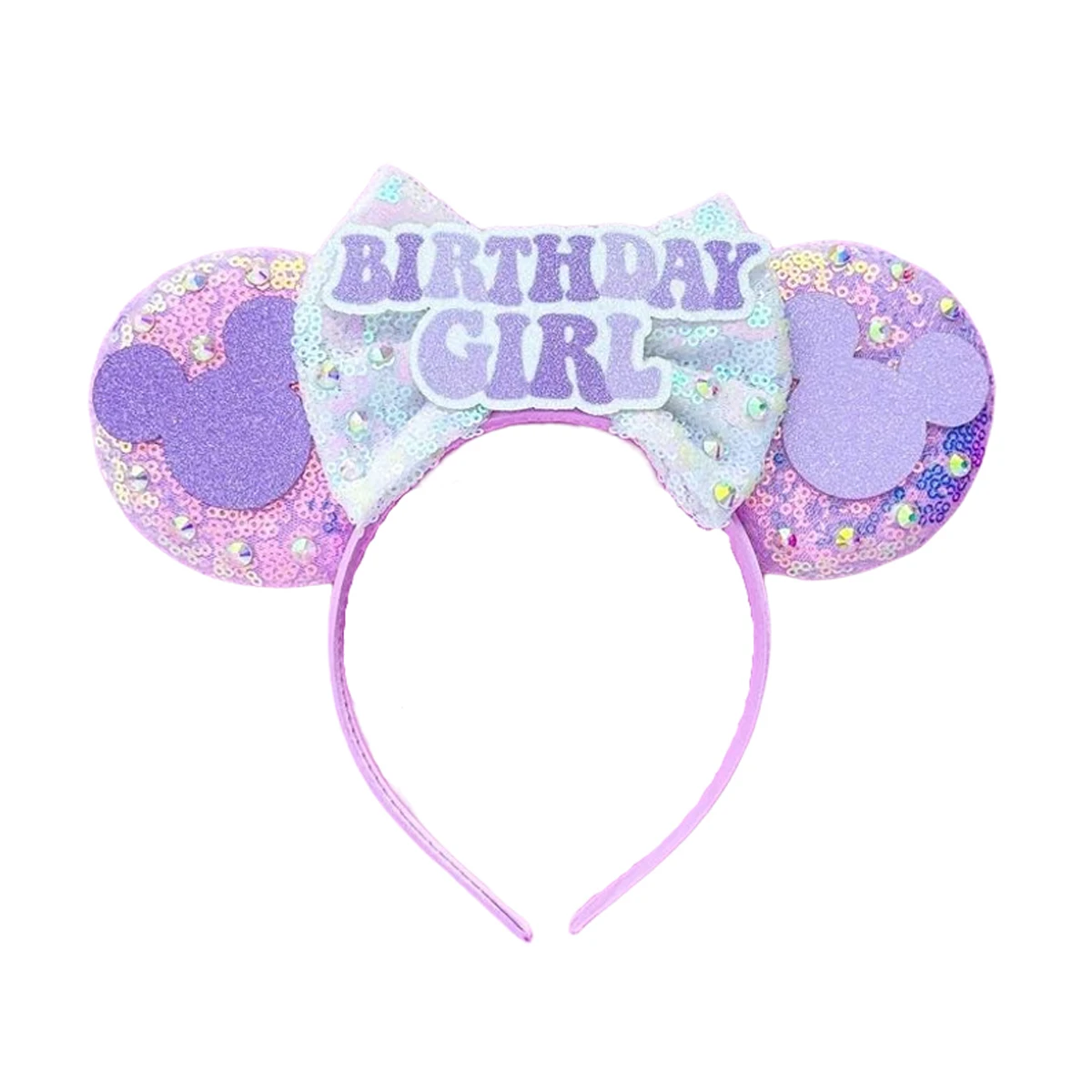 2024 Mickey Mouse Ears Headband Women Sequin Birthday Girl Bow Minnie Hair Bands For DIY Disneyland Hair Accessories Kid Gift