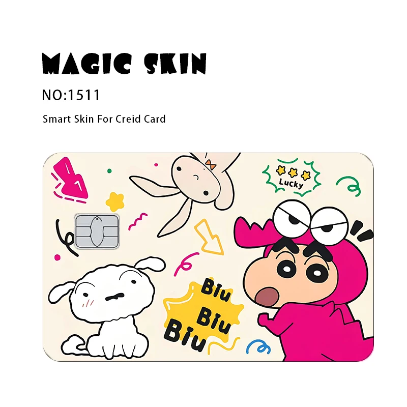 Anime Crayon Shin-Chan Matte Aufkleberfolie, Klebeband, Skin für Kreditkarten, Debitkarten, Cartoon, wasserfeste Aufkleber, kleine Chip-Geschenke – Detail 12