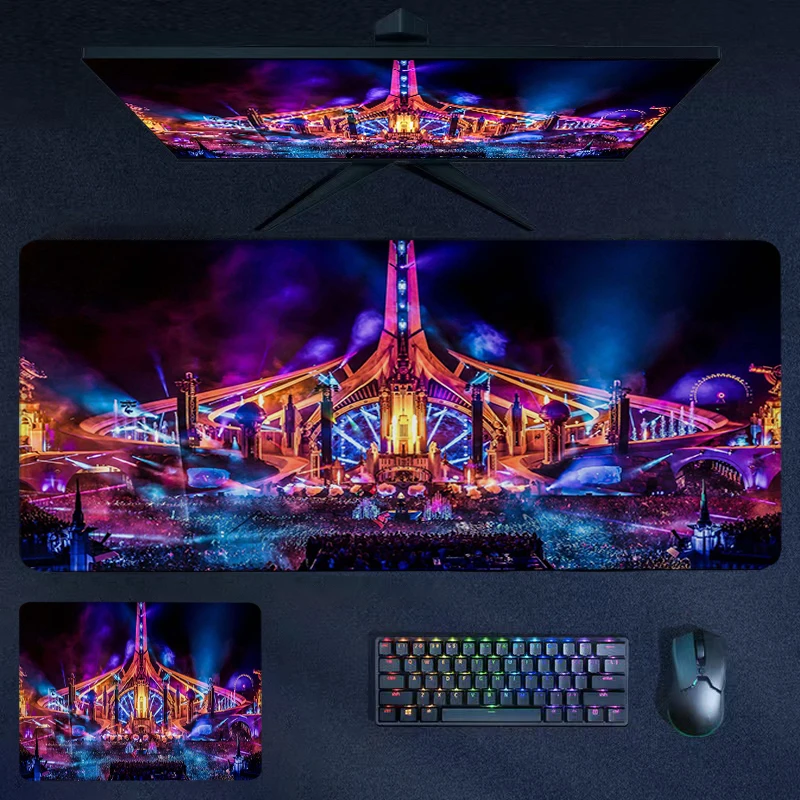 

Rubber Mousepad TOMORROWLAND Music Festival Mouse Pads Gamer Cabinet Carpet Stitched Edge Computer Keyboard Mat Non-slip Deskmat