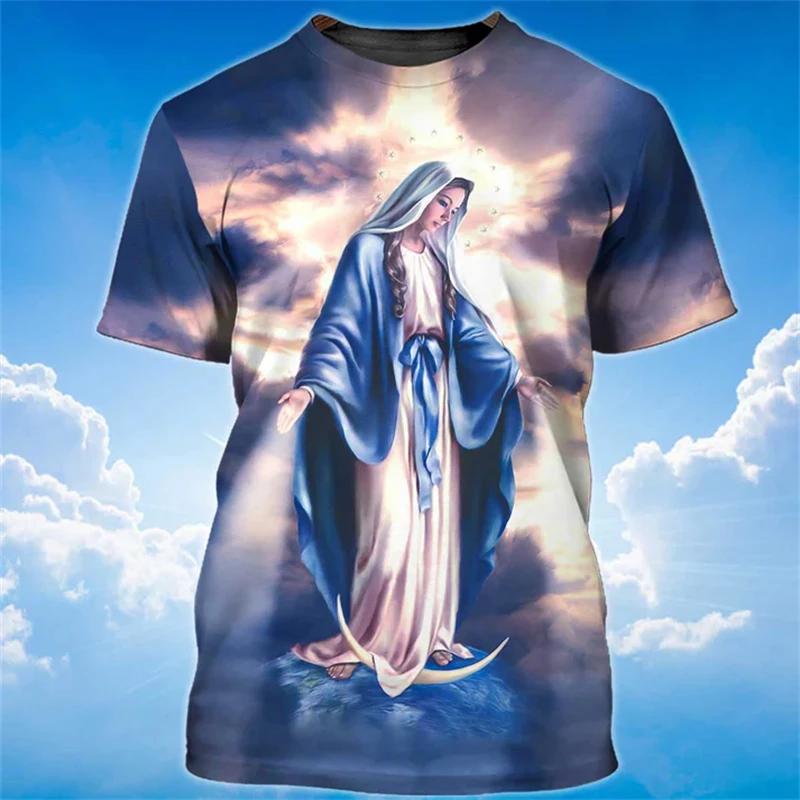 

Our Lady Of Guadalupe T-shirt Virgin Mary 3d Print Round Neck Short Sleeve T Shirts 2025 Summer Easter Fashion Loose Tee Top
