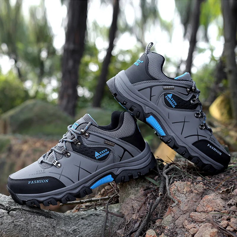 

ClaWave Men Waterproof Anti Slip Hiking Shoes Breathable Shock Resistant Outdoor Trekking Walking Sneakers Big Size EU39-47