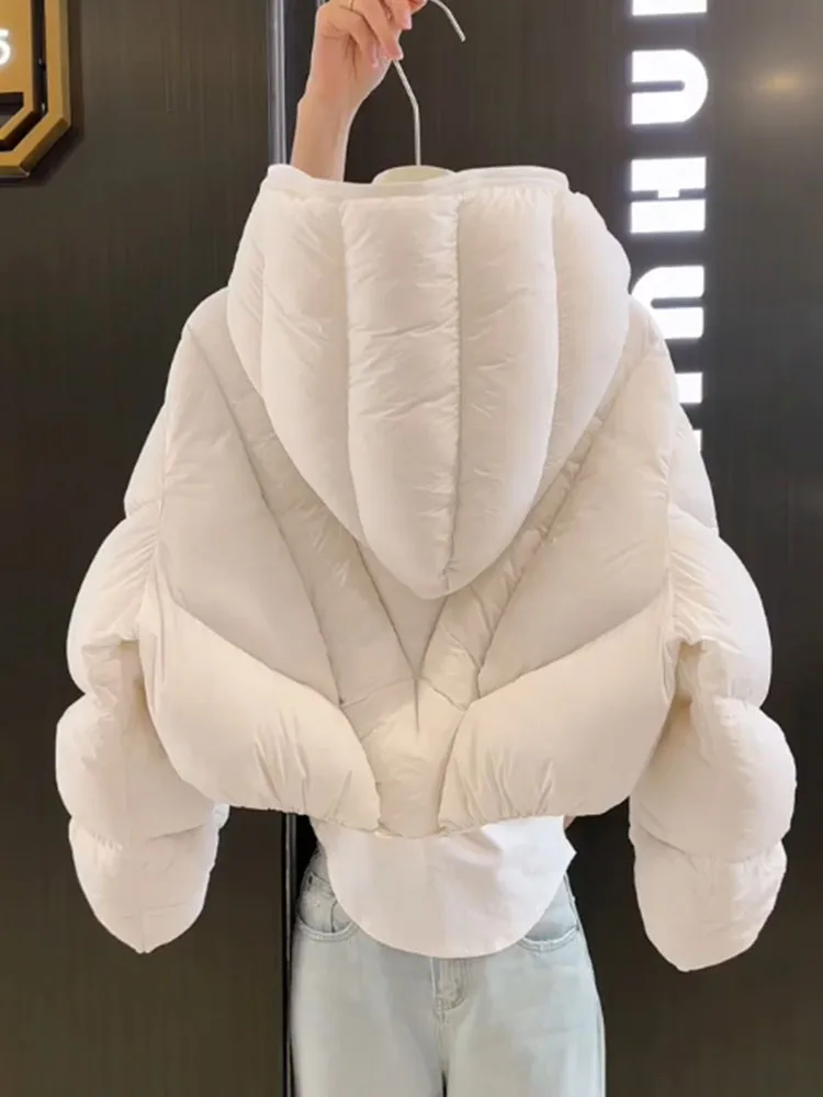 

Уникальное женское белое пуховое пальто Jaet, зима 2025, новое высококачественное пальто с хлебом, корейская версия, обычная посадка из полиэфирного волокна