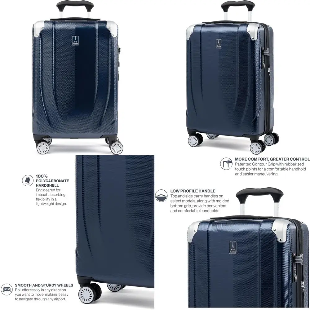

expandable hardshell spinner luggage, lightweight 21 inch carry-on suitcase, 8 wheels, royal blue