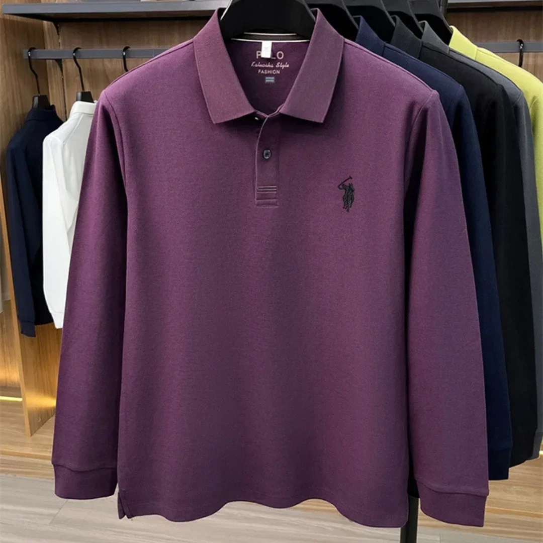 2026 neues 100% reines Baumwoll-Poloshirt der High-End-Marke für Herren, langärmelig, Herbstmode, luxuriöse Stickerei, Golf-Oberteil, Business-T-Shirt – Detail 14