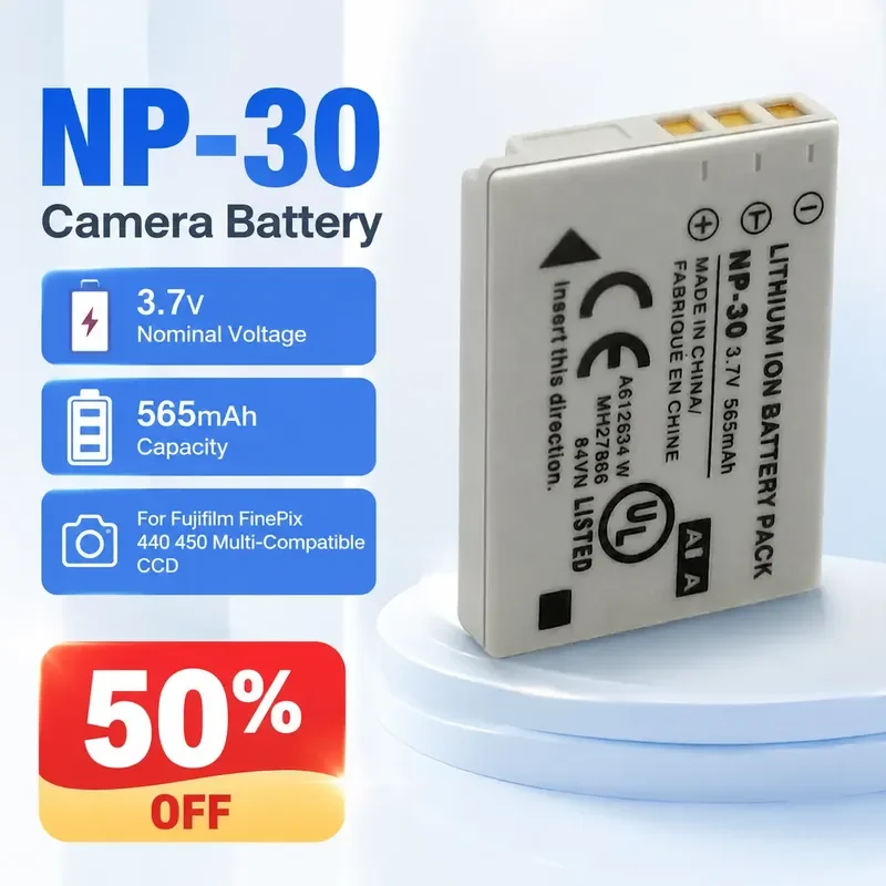 NP-30 3.7V 565mAh Universal Li-ion Camera Battery for Fujifilm FinePix 440 450 Multi-Compatible CCD Digital Camera