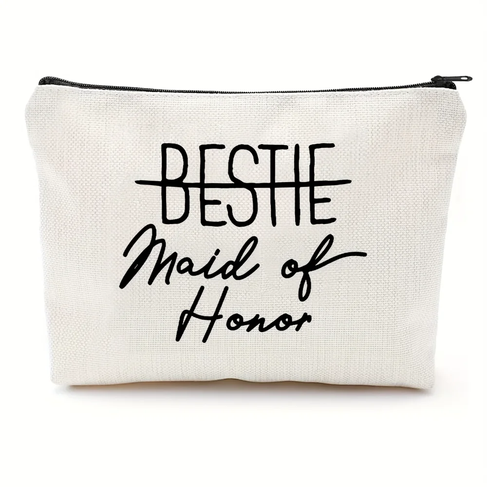 Bestie Maid of Honor Makeup Bag Bridesmaid Proposal Gift Wedding Gift Bridal Party Accessories Makeup Pouch for Maid of Honor
