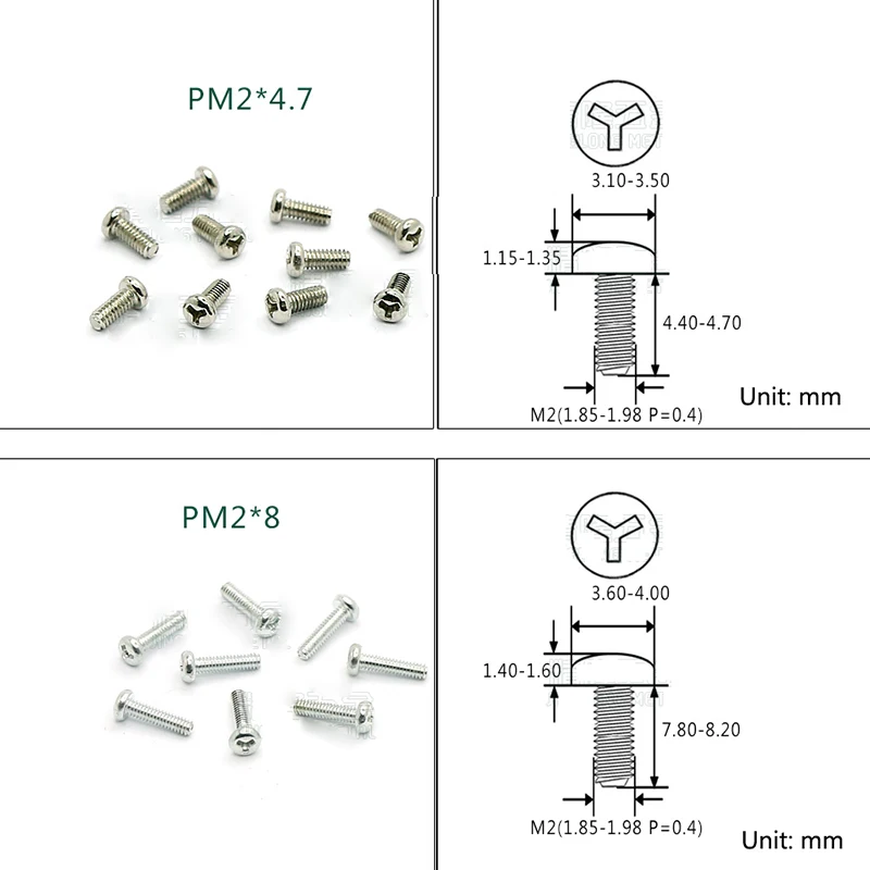 100Pcs Galvanized Steel PM2*8mm Y Shape Type Screws Bolts For Parts Repair Game Console Accessories Screw Controller