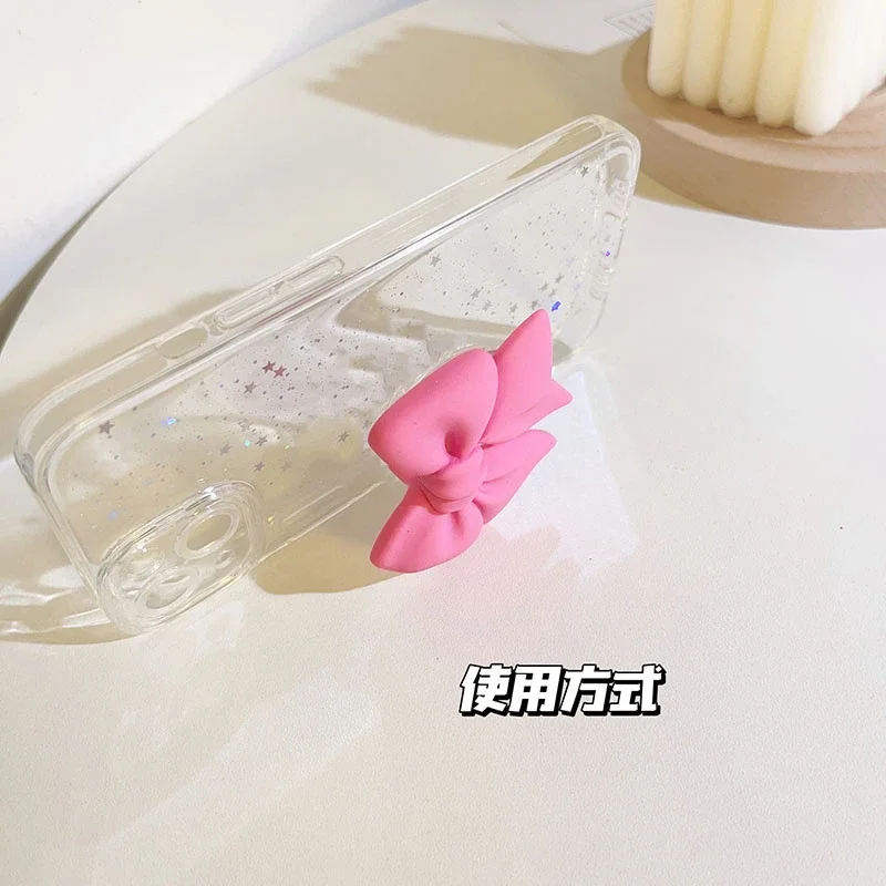 Cute 3D Bow Mobile Phone Holder Grip Tok Stands Ring Expanding Holder Finger Bracket Base Stand Phone for IPhone 16 Pro Bracket