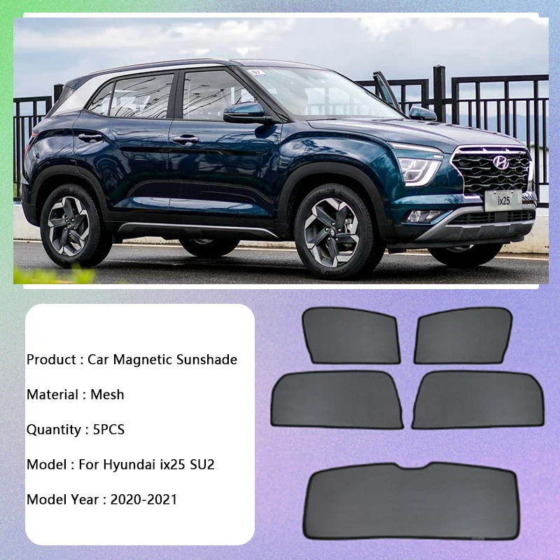 For Hyundai ix25 SU2 2020 2021 Magnetic Sunshade Light blocking Curtain Privacy Shading Visor High Quality Accessories Auto Part