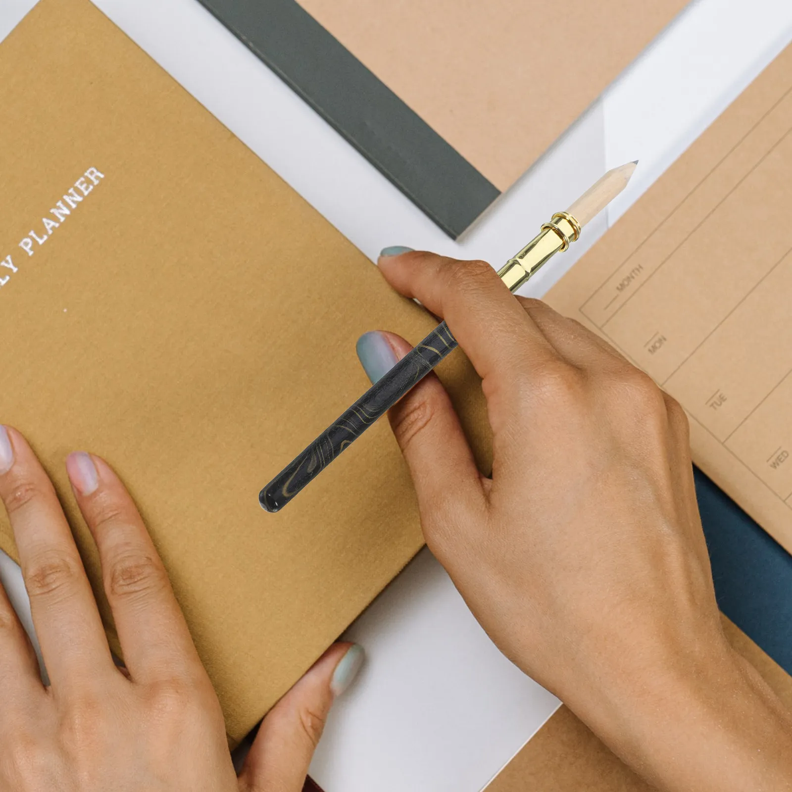 

Bamboo Pencil Extender Sturdy Reusable Pencil Lengthener Extender for Art Sketching Drawing Office School Supplies