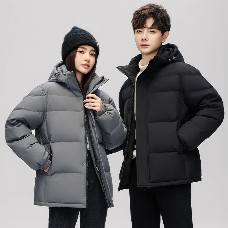 

Short New Thick Hooded Loose White Duck Down Jacket for Both Men and Women Fashionable and Warm Outcoat High-end Relaxation Coat
