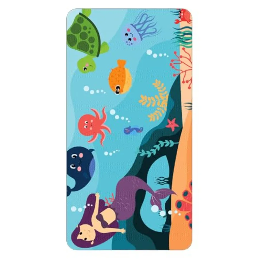 

Нескользящий самоклеящийся коврик для ванной и душа Ocean Friends 14x27, синий с узором, с водонепроницаемой нескользящей поверхностью для ванной комнаты и душа