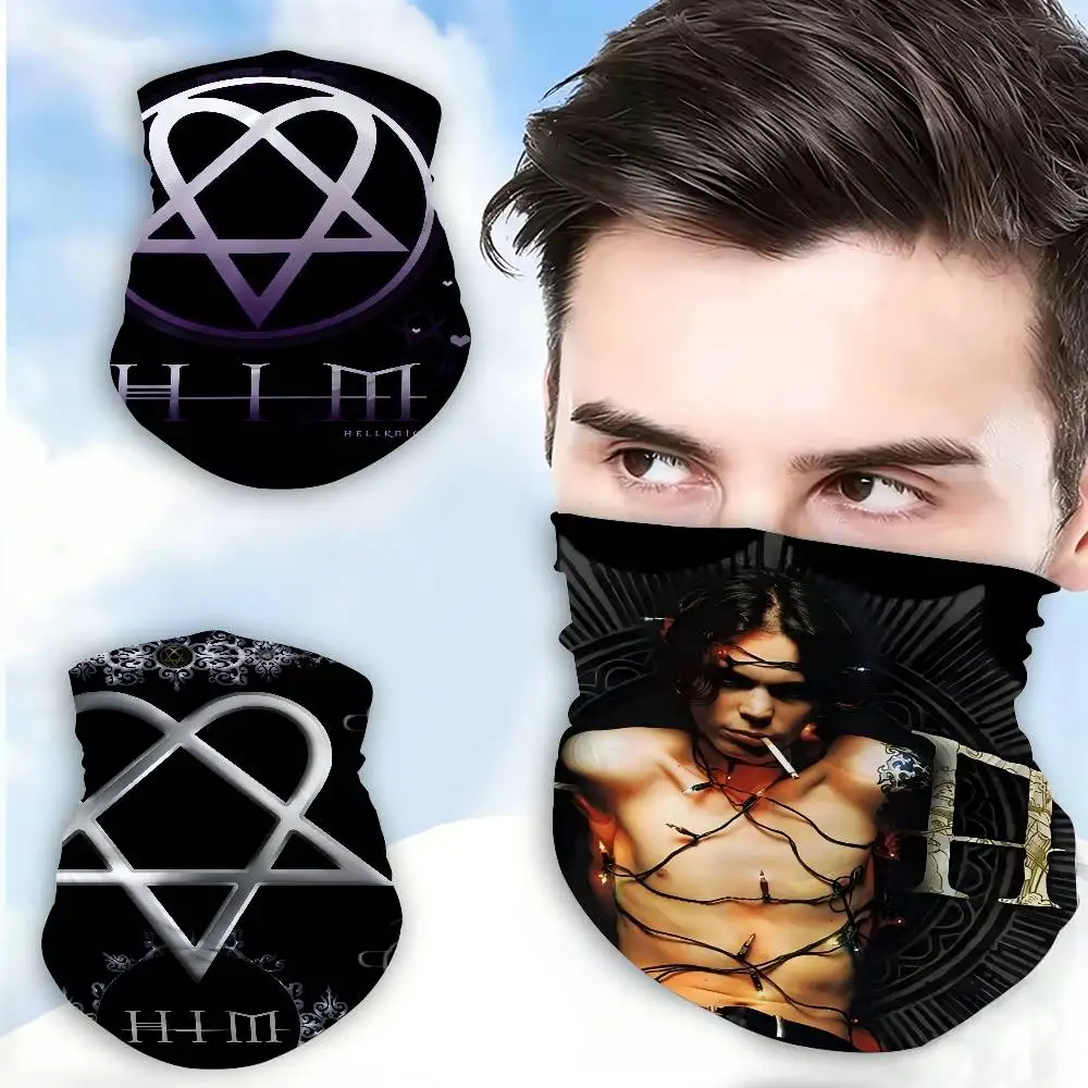 Rock Band H-HIM Multifunctional Tube Scarf Breathable Face Neck Cover for Mountaineering Riding Daily Use