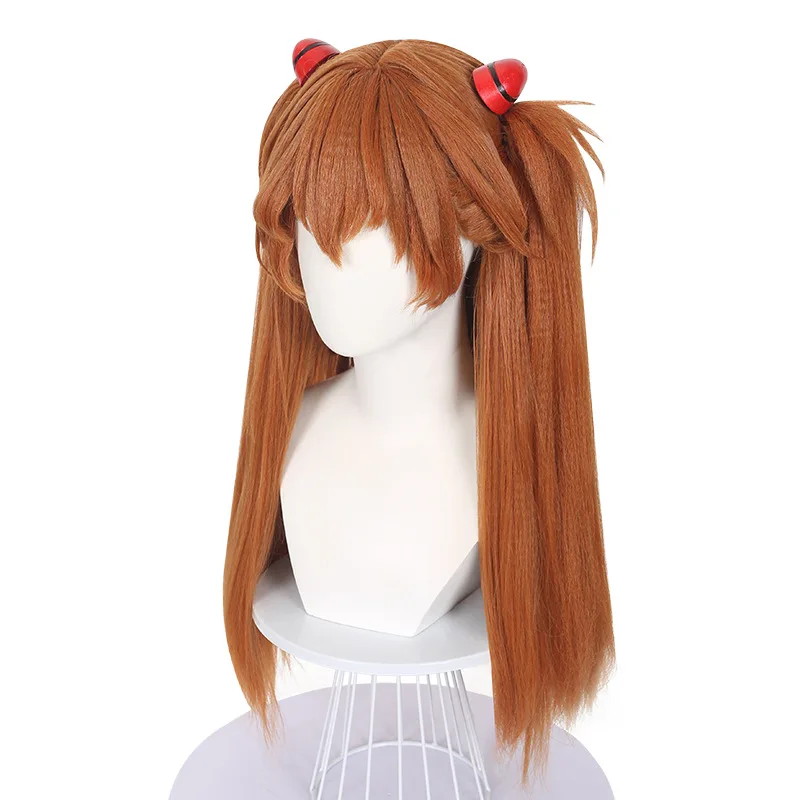 أنيمي إيفا اسوكا لانغلي سوريو شعر مستعار تأثيري برتقالي براون مقاومة للحرارة الشعر اسوكا لانغلي سوريو تأثيري دبوس الشعر الدعائم اكسسوارات