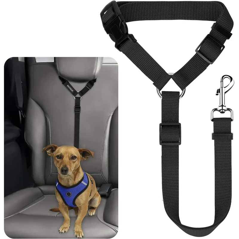 

2 In 1 Pet Car Seat Belt Durable Nylon Dog Leash Backseat Dog Harness Lead Clip Safety Lever Traction Dog Collars Accessoires