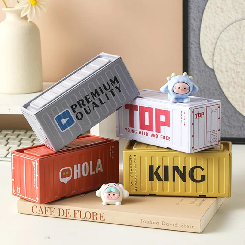 

New Shipping Container Desktop Stationery Storage Box Business Card Organizer Simulated Container Model Ornaments
