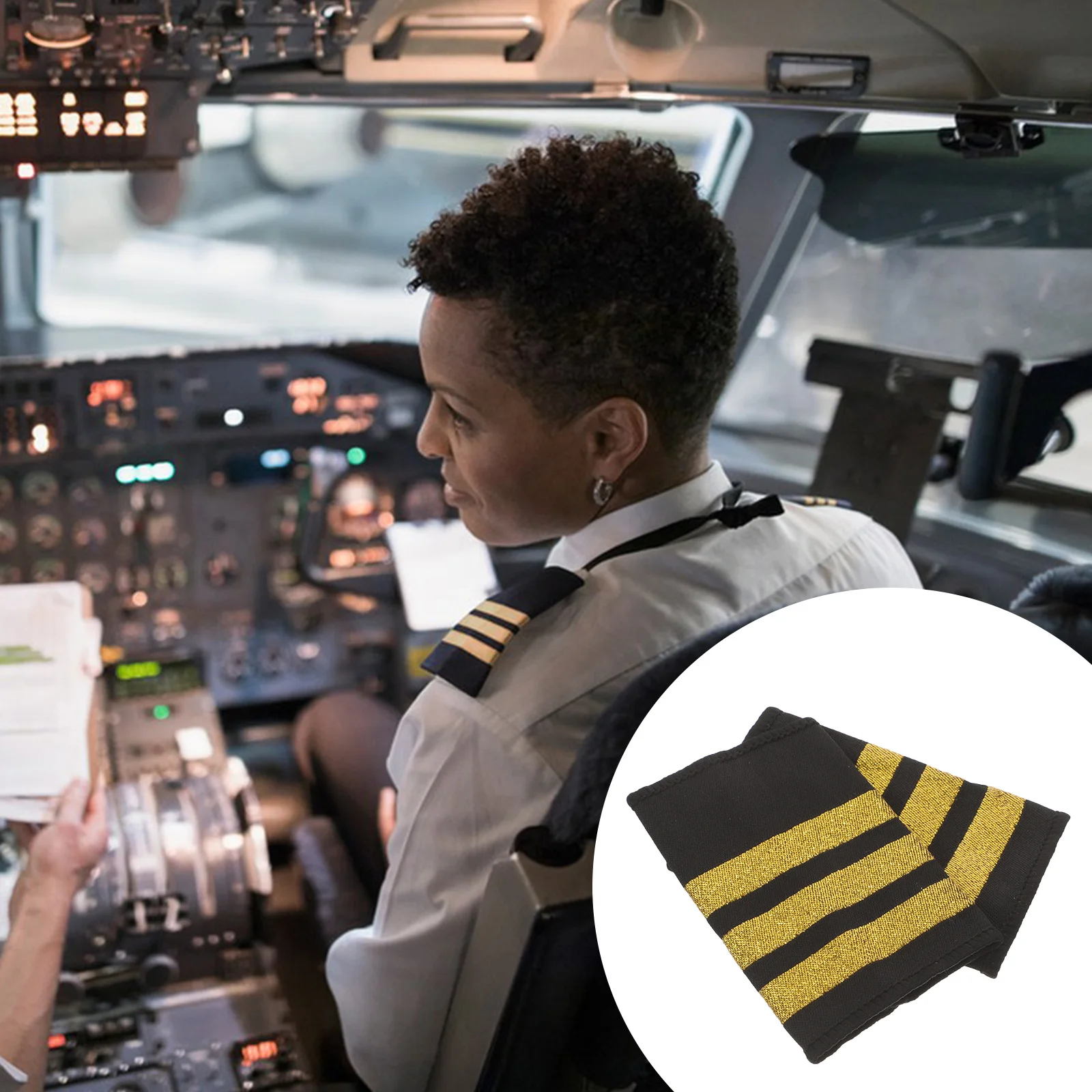 

Golden Shoulder Epaulettes Pilot Uniform Cloth Badges Men Epaulets Decorations Golden Stripes Uniform Accessories Webbing